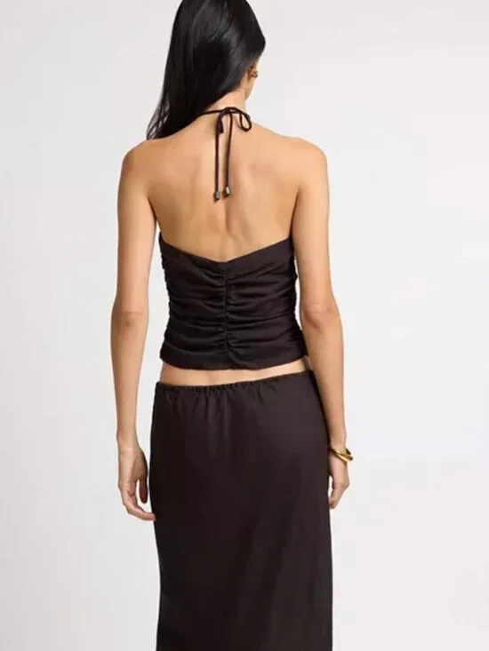 Onia Air Linen Asymmetrical Halter Top - Picture 3 of 3